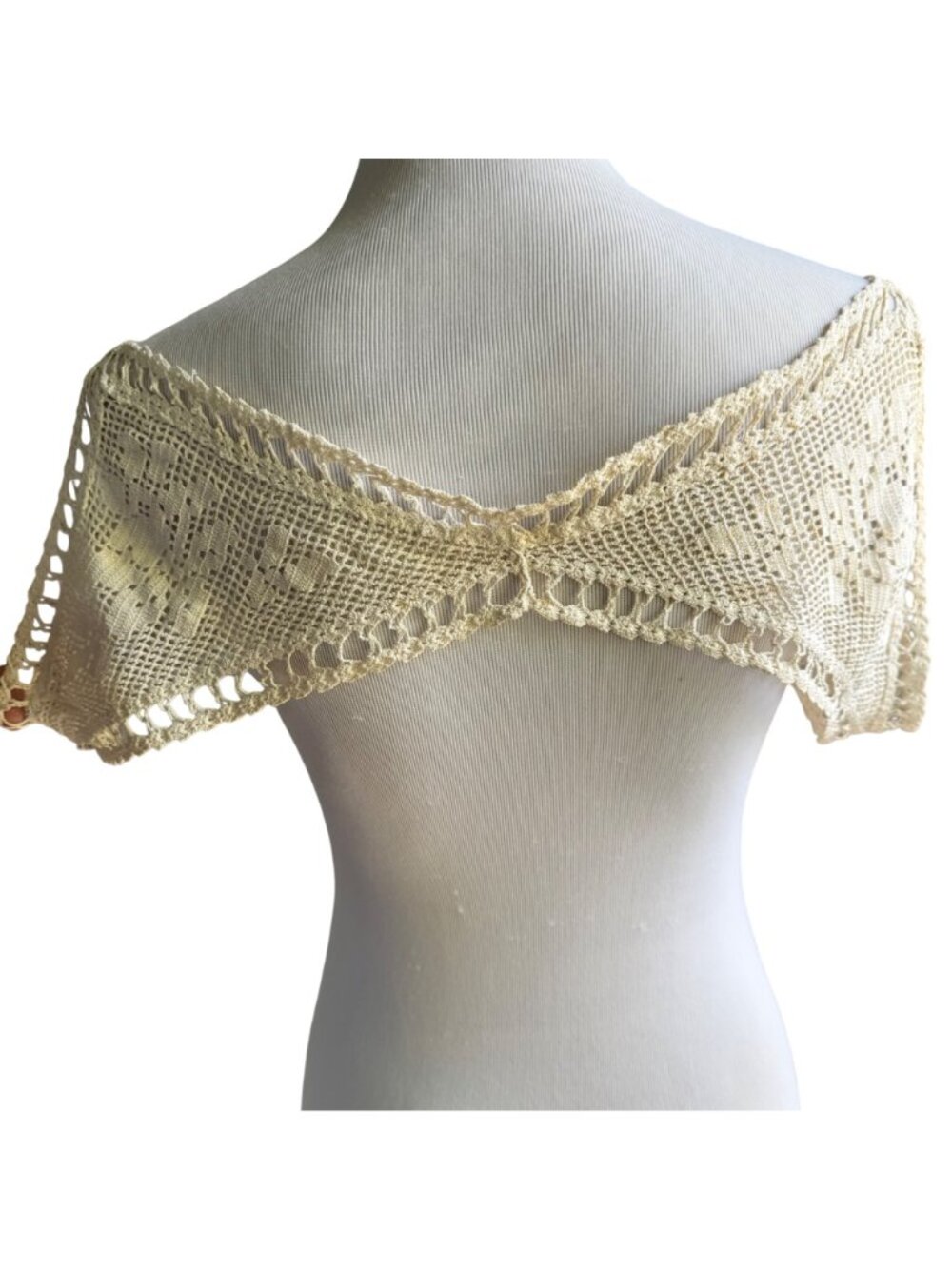 Antique Victorian Edwardian Handmade Womens Crocheted Camisole Lace Yoke Collar - Picture 2 of 14